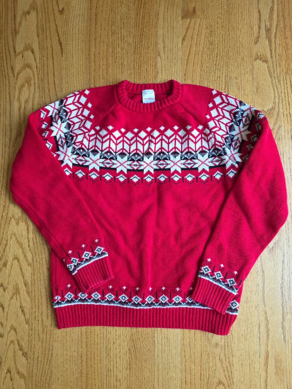 Hanna Andersson Kids Red Fair Isle Snowflake Pullover Sweater Size 150 US 12